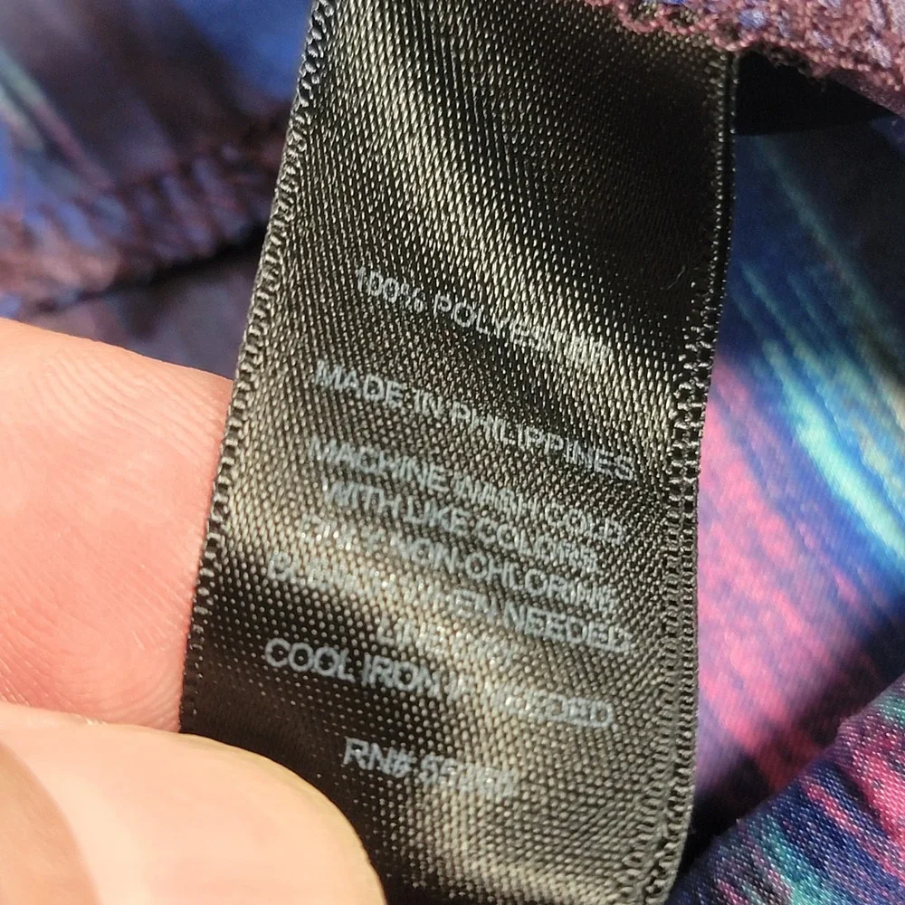 Express Abstract Print Blouson Dress Elastic Waist Dolman Sleeve Women's XS - Picture 9 of 10